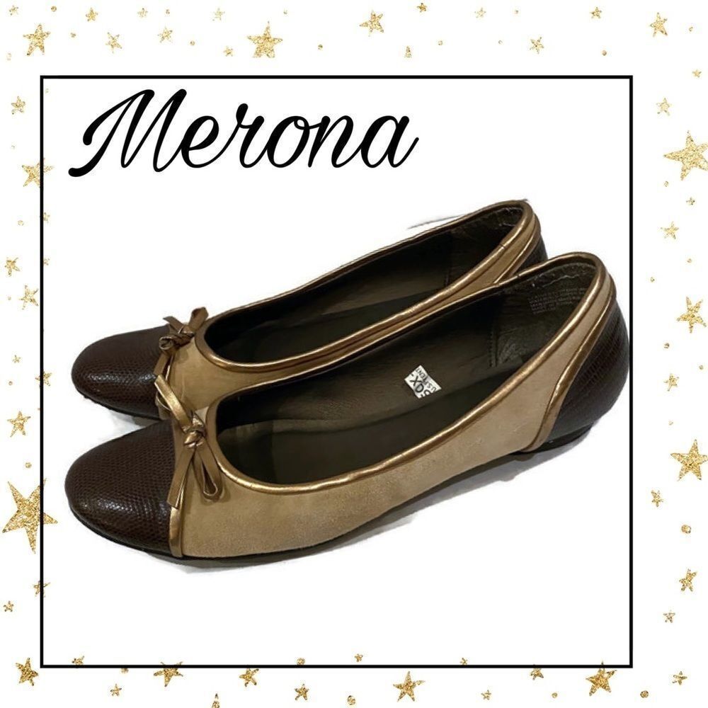 Merona Tan Brown Gold Slip-on Bow Loafers 8.5